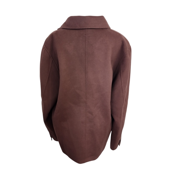 COS Large Pocket Button Up Utility Wool Jacket in Burgundy - Picture 10 of 13